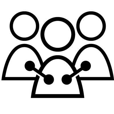Stick figures connected together.